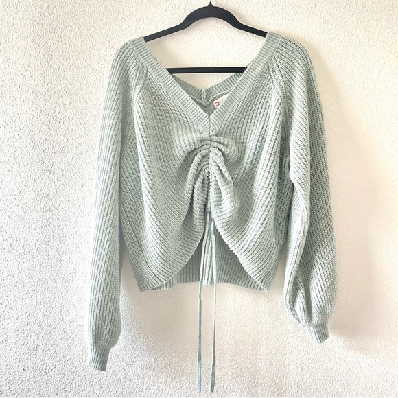 SO Sweaters - SO cropped knit sweater top light mint longsleeve size L